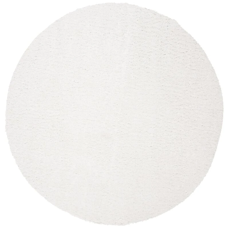 Round 3' White Shag Rug