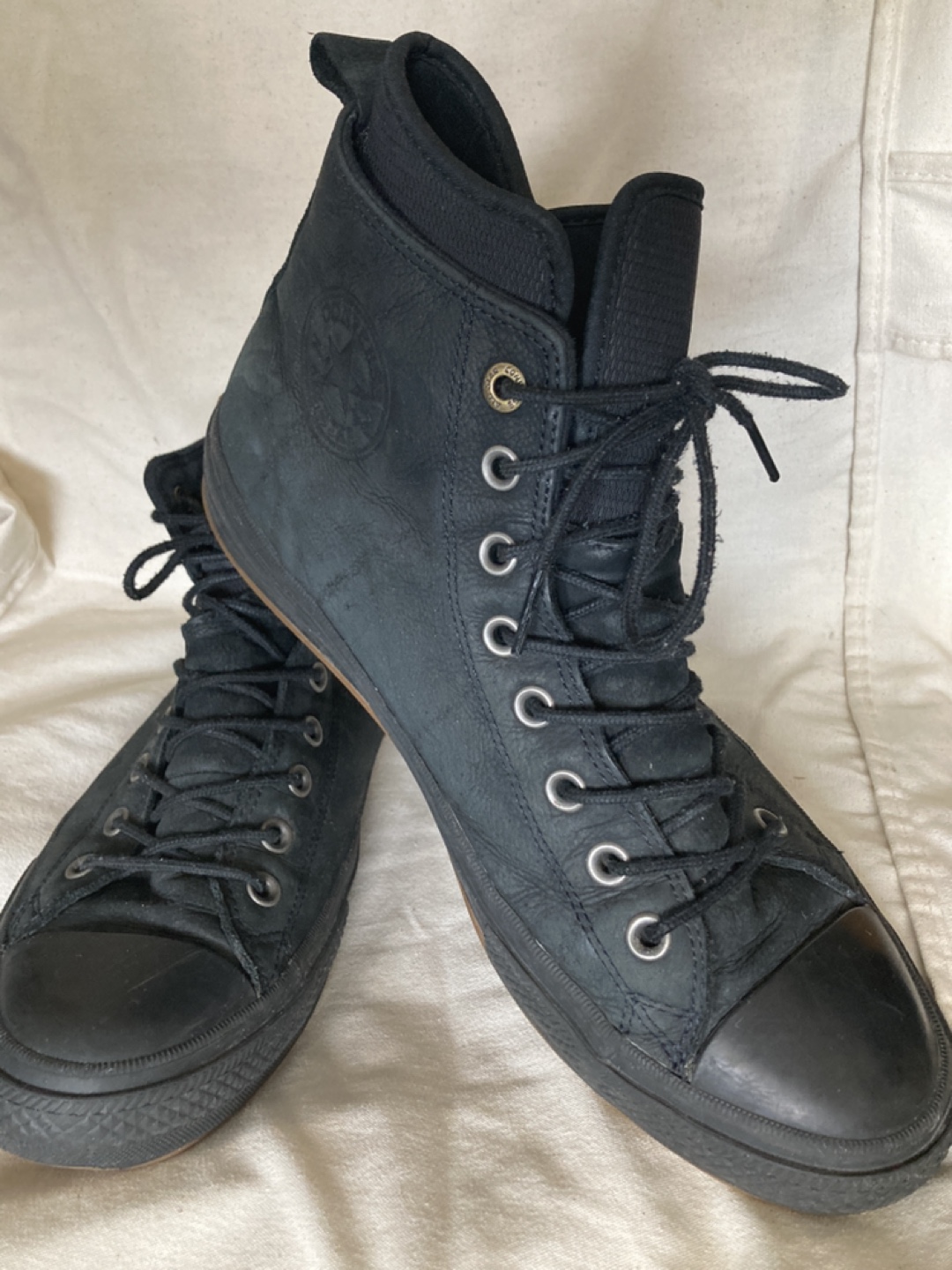 Converse unisex black leather neoprene high tops thumbnail