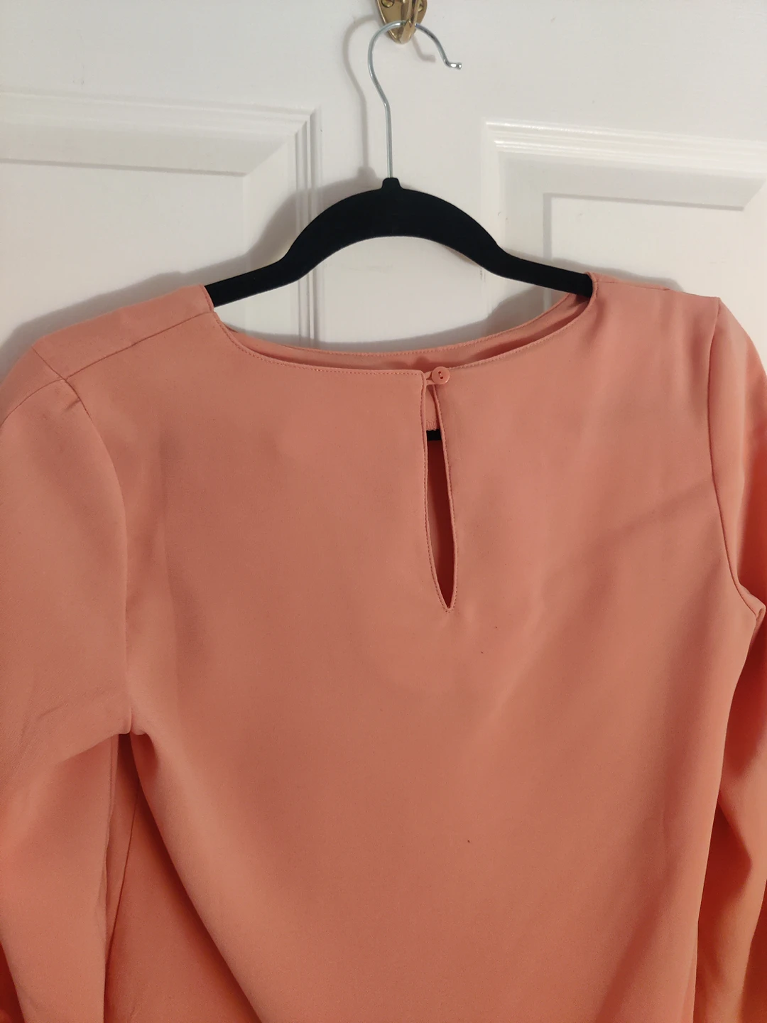 salmon open sleeve round neck top thumbnail