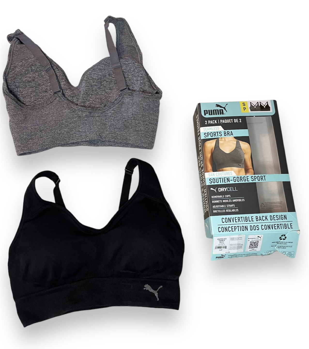 Puma Seamless Sports Bras (2 pieces black and grey) small thumbnail