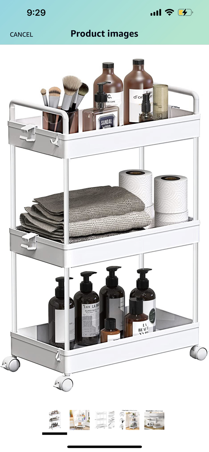 White Bathroom Cart on Wheels