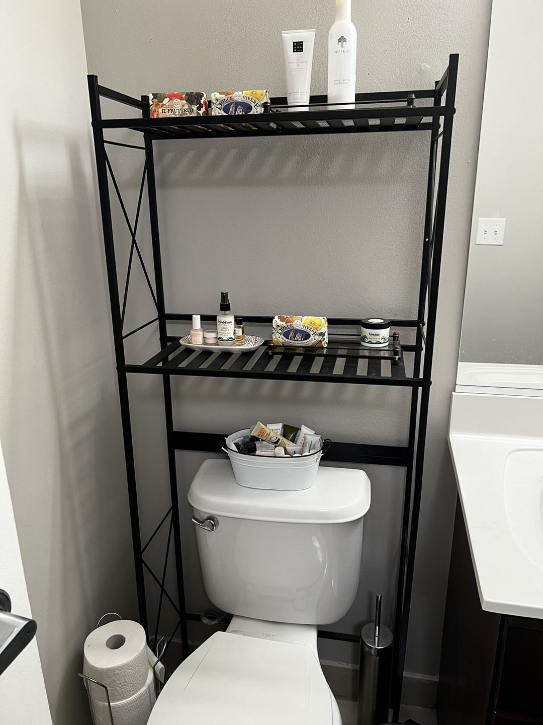 Over the toilet storage shelf