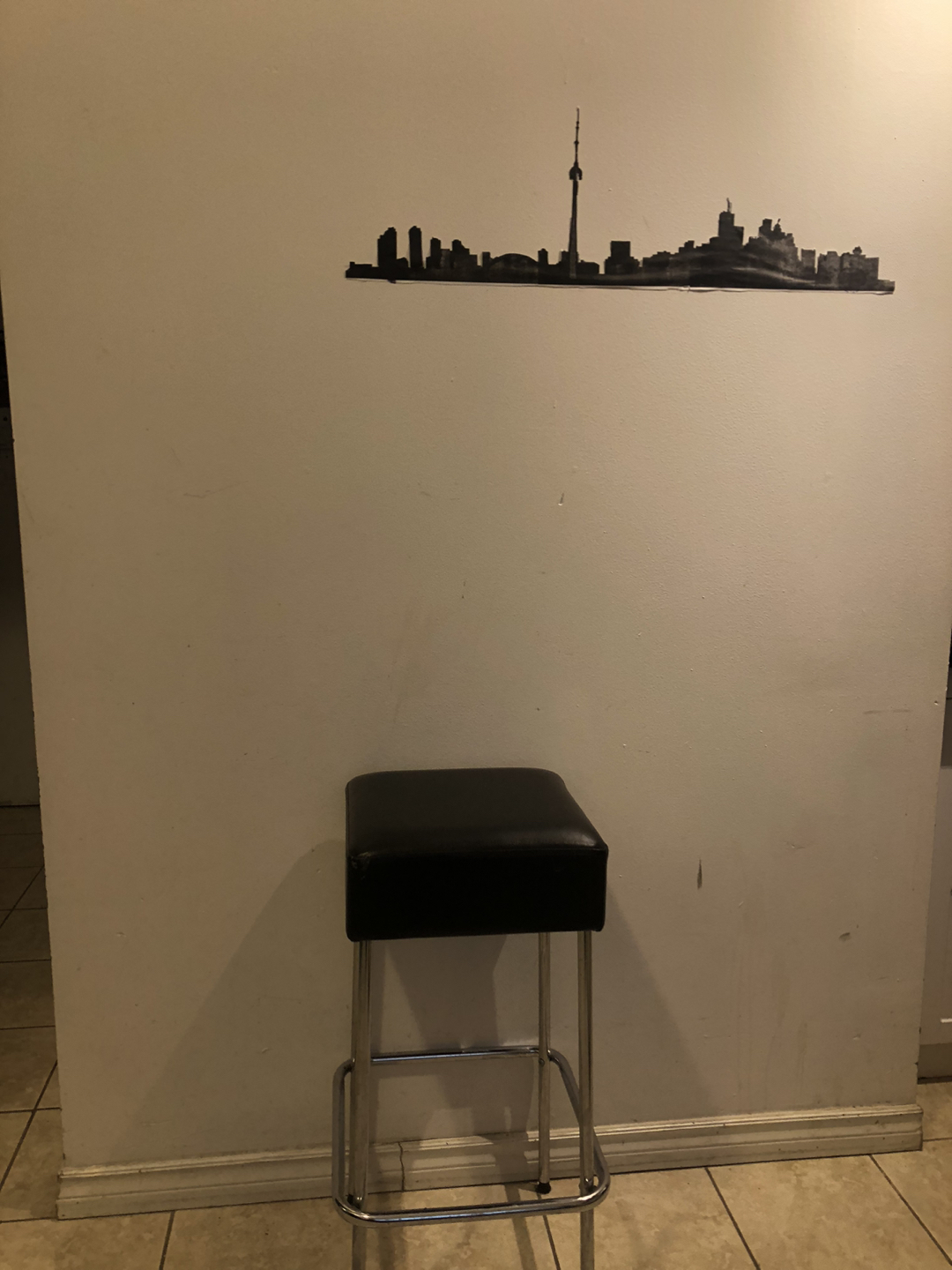Stool - Faux leather + chrome