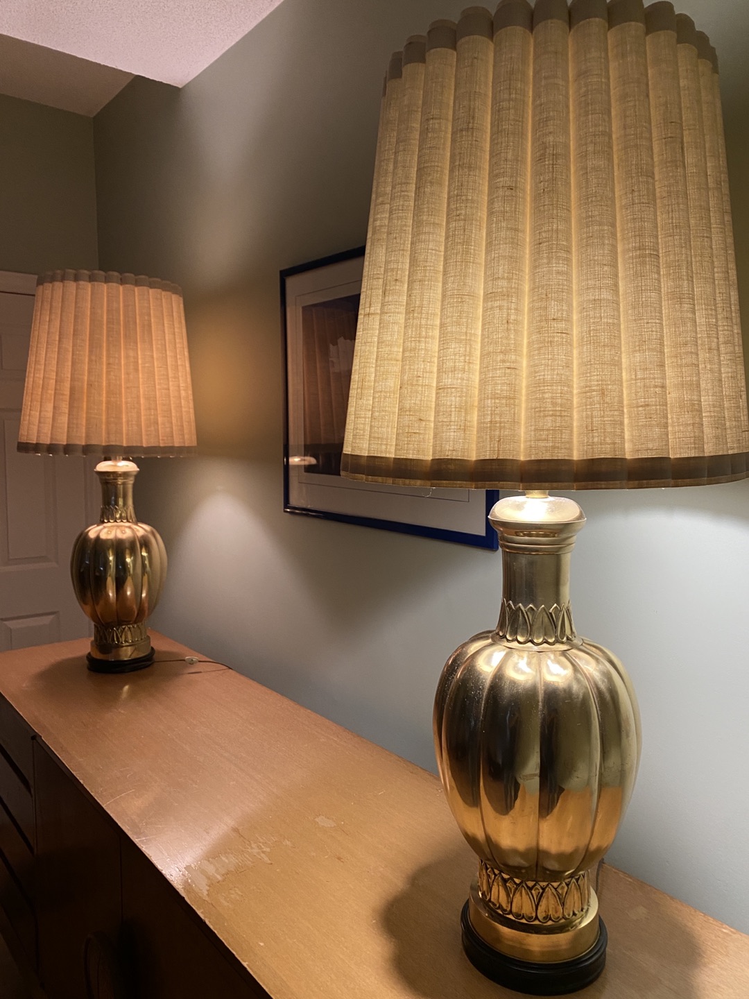 A Pair of Vintage Brass Lamps circa 1967