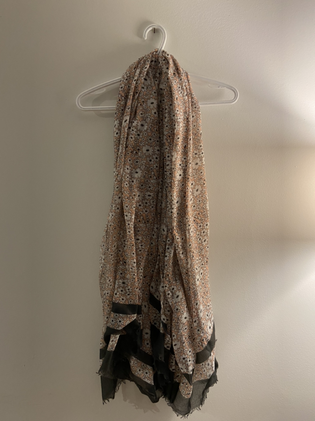 Pink and gray floral scarf