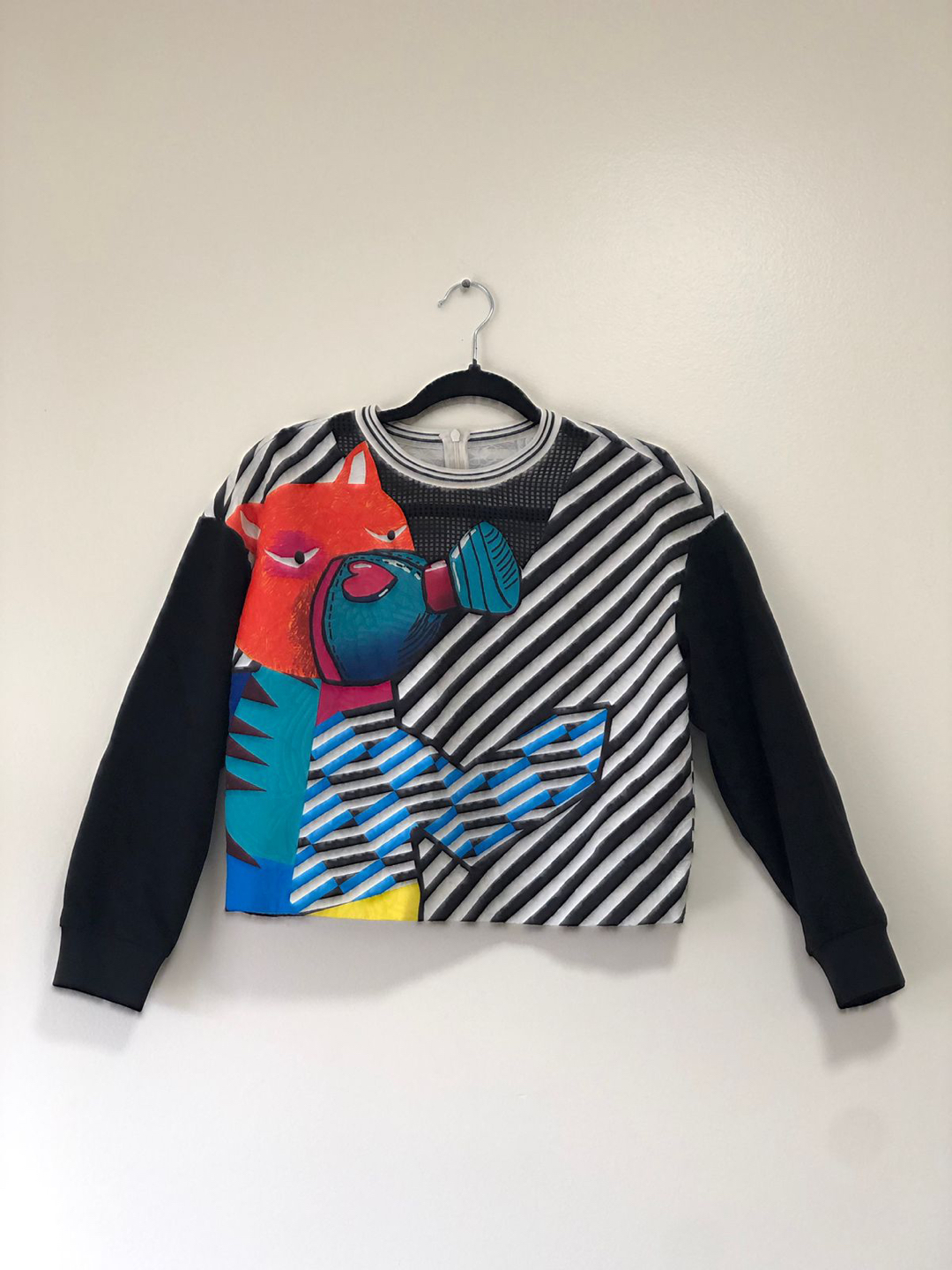 Fiona Chen, striped sweater, colorful animal grafic, size S thumbnail
