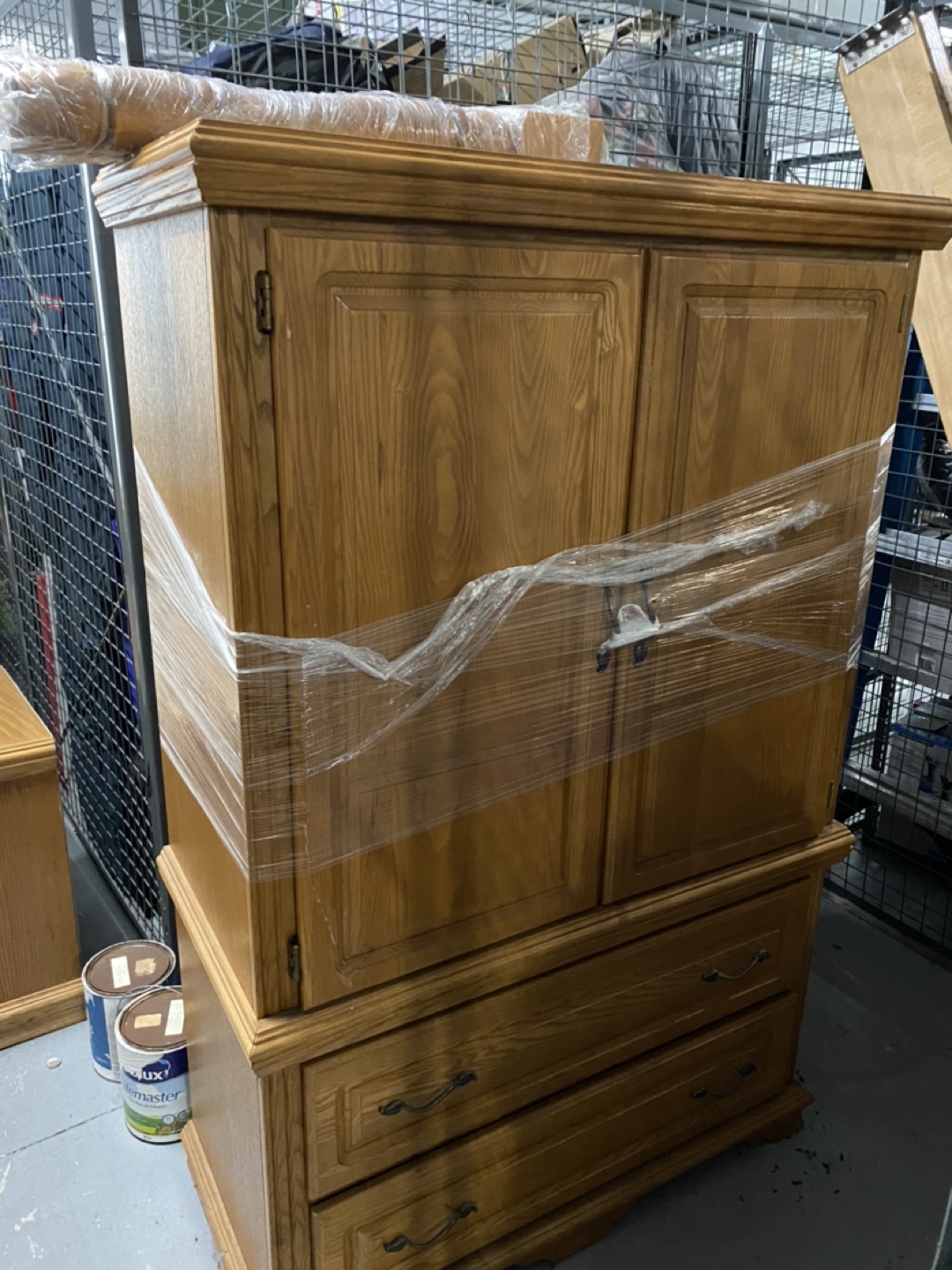 Oak wood Queen size sled bedroom set image indicator(3)