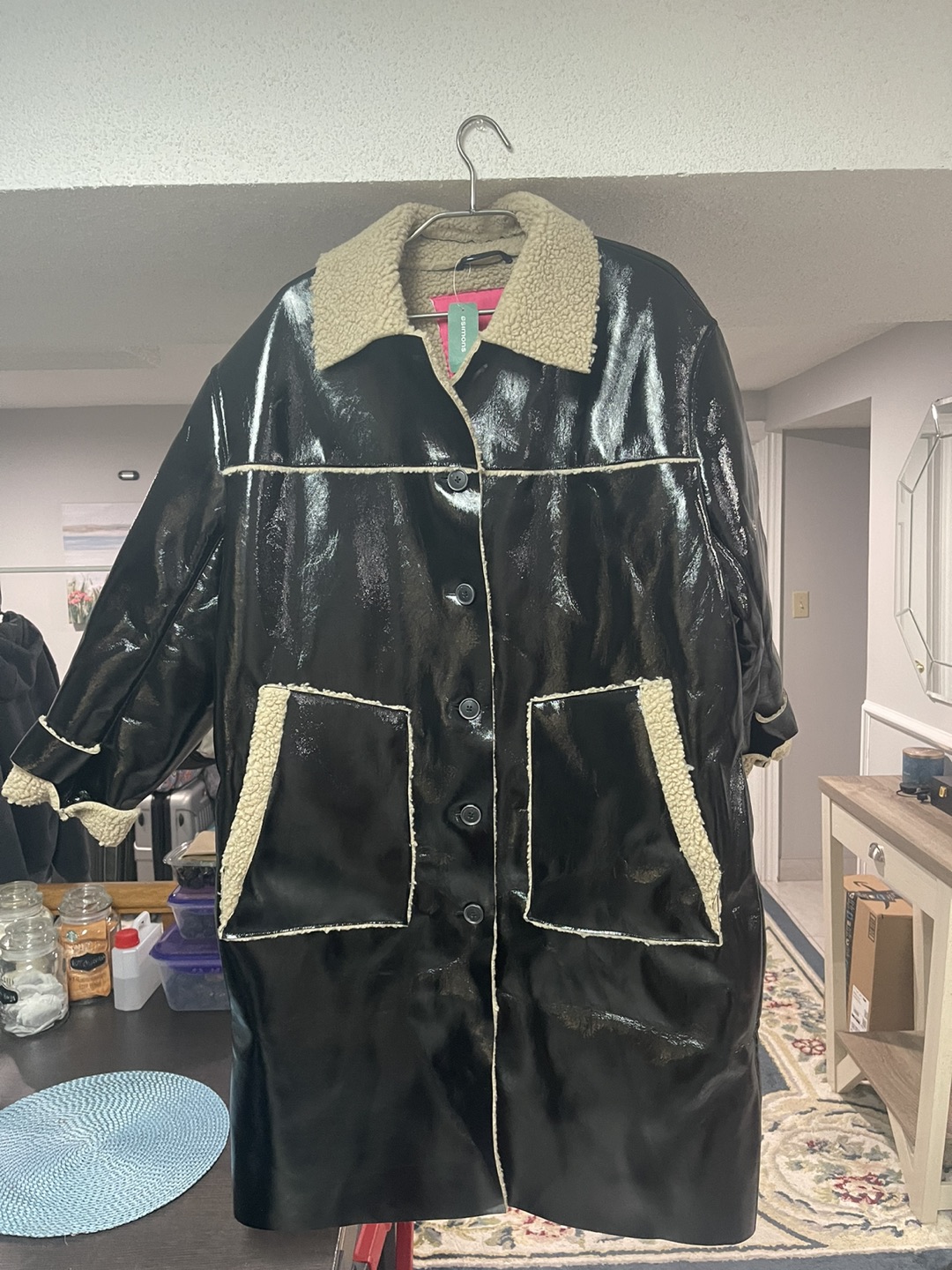 Long faux-shearling coat thumbnail