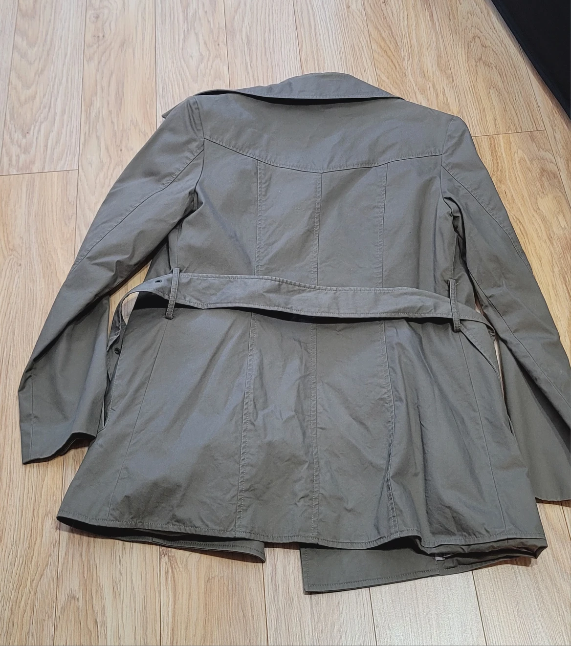 Tie belt trench short coat image indicator(5)