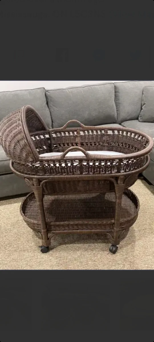 vintage style chocolate wicker bassinette thumbnail