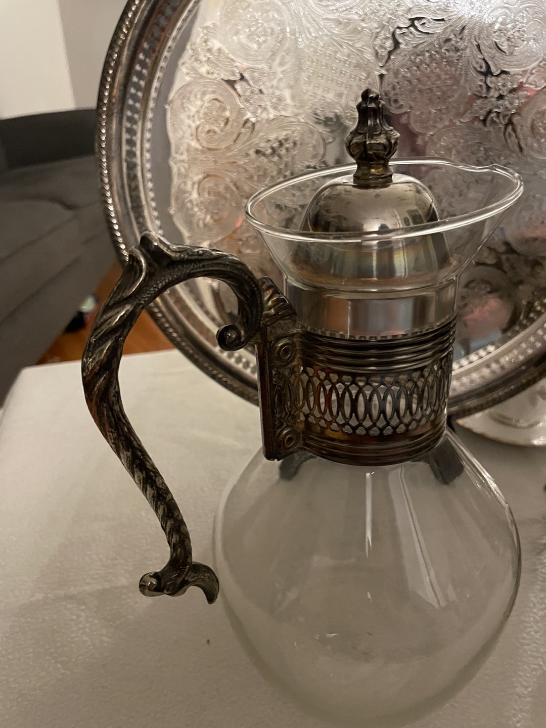 Vintage silver plated and glass Coffee/tea Warmer - photo 2