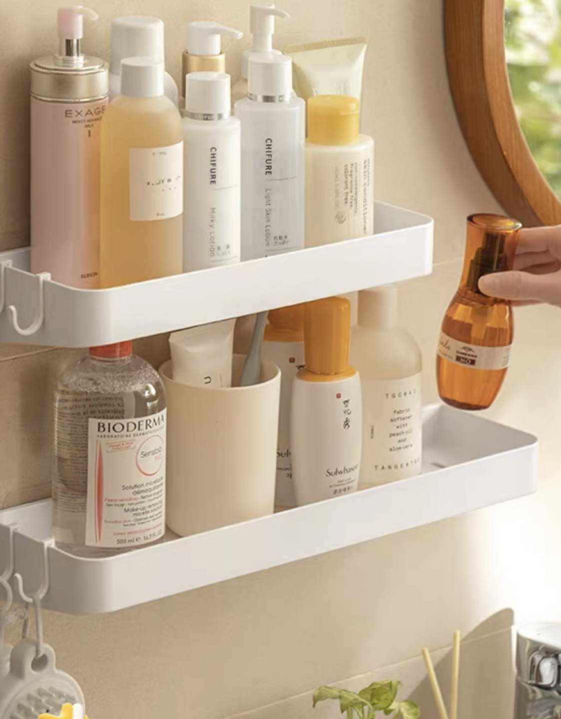 Plastic Punch Free Adhesive Shelf