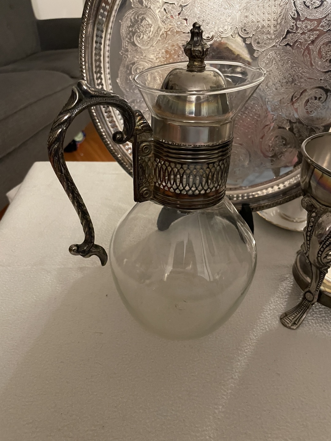 Vintage silver plated and glass Coffee/tea Warmer - photo 3