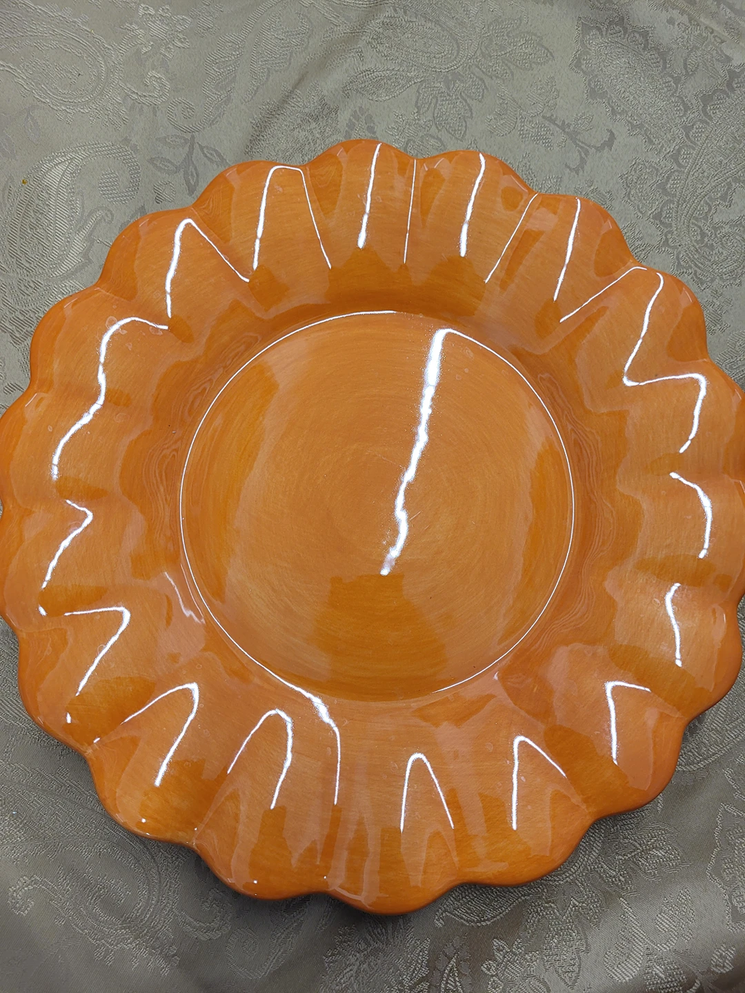 Set of 6 Large Hand Painted Orange Plates thumbnail