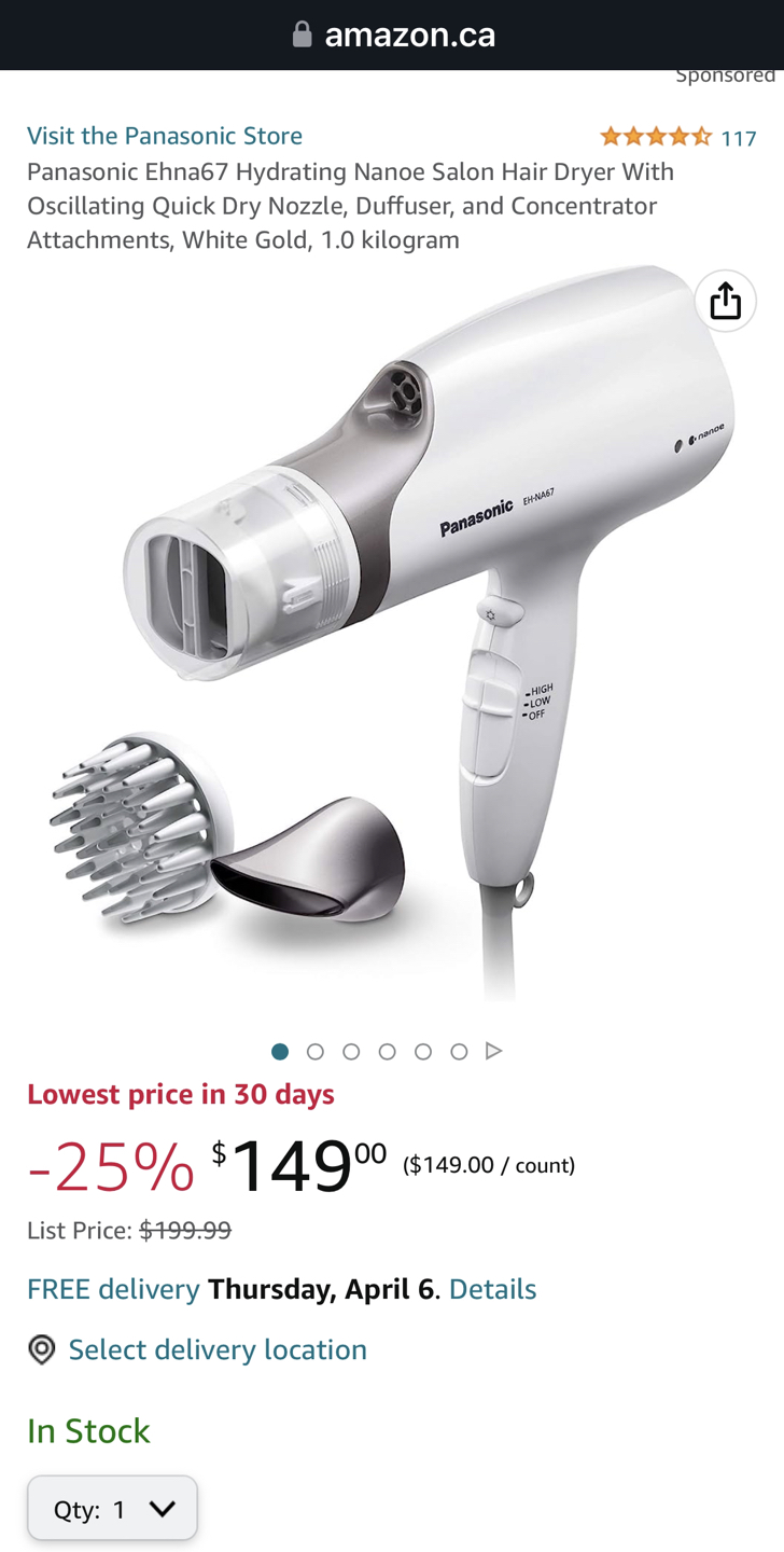 Panasonic Nanoe Hydrating hair dryer