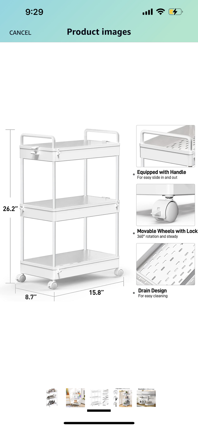 White Bathroom Cart on Wheels - photo 2