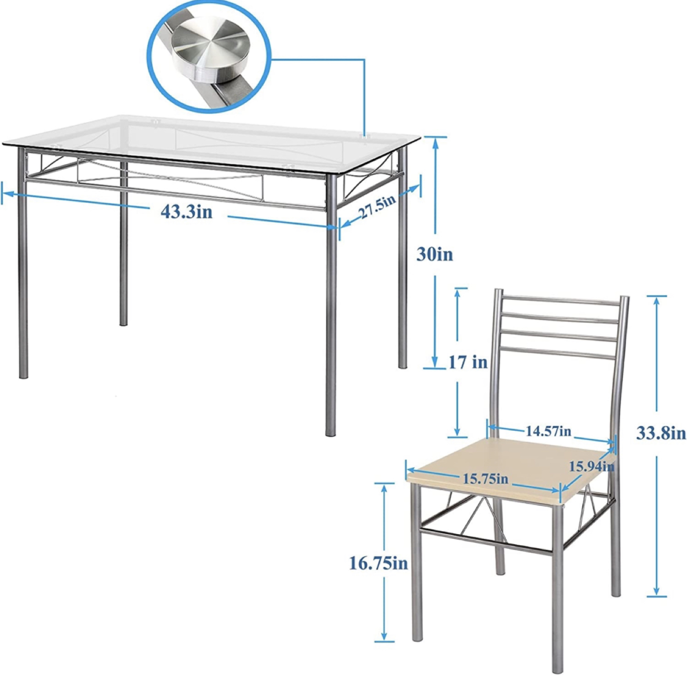 Kitchen Dining Room Table and Chairs - photo 2