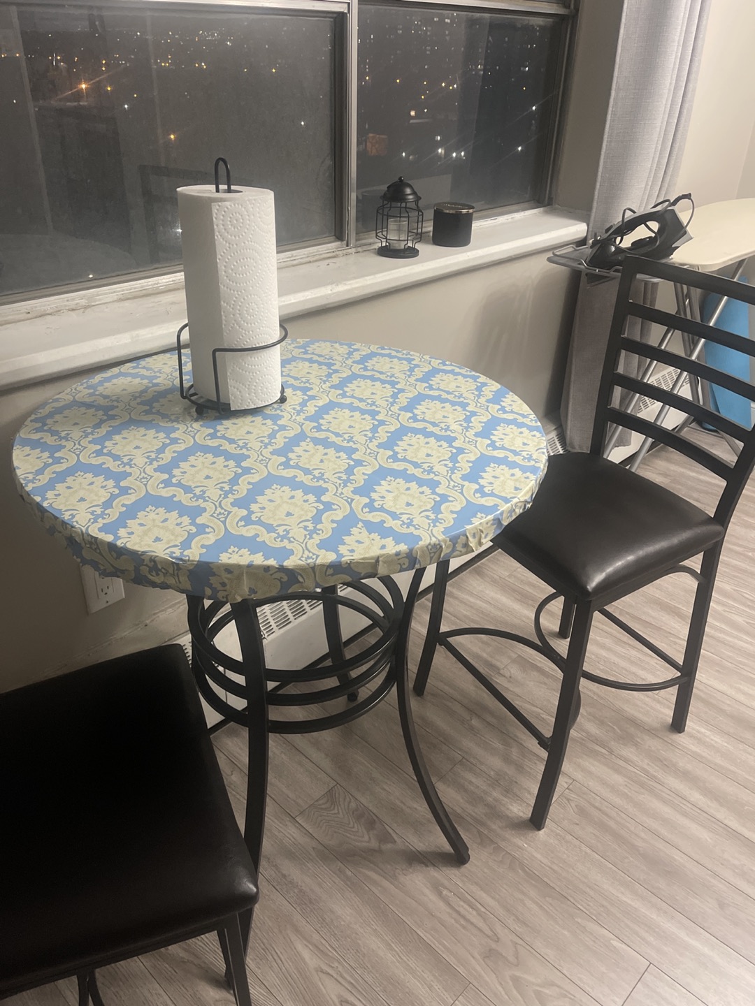 Table and two high rise chairs thumbnail