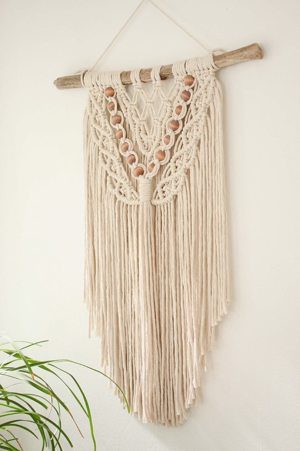 Macrame wallhanging with wood beads