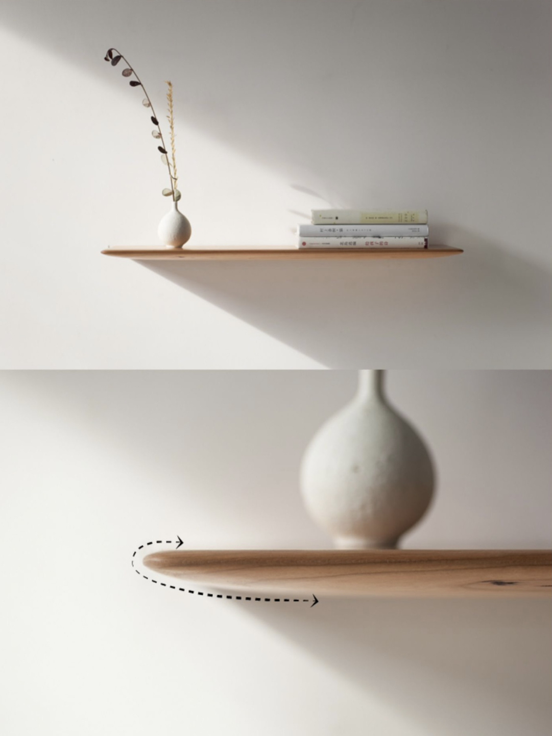 Modern ledge wall wooden shelf - photo 4