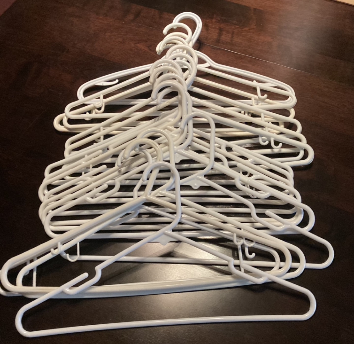 20 white plastic clothes hangers thumbnail