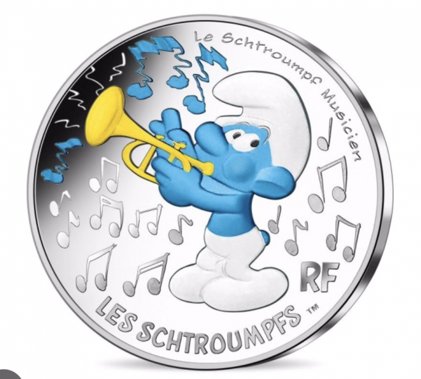 Smurf 10 euro Musician Silver Colored Coin thumbnail