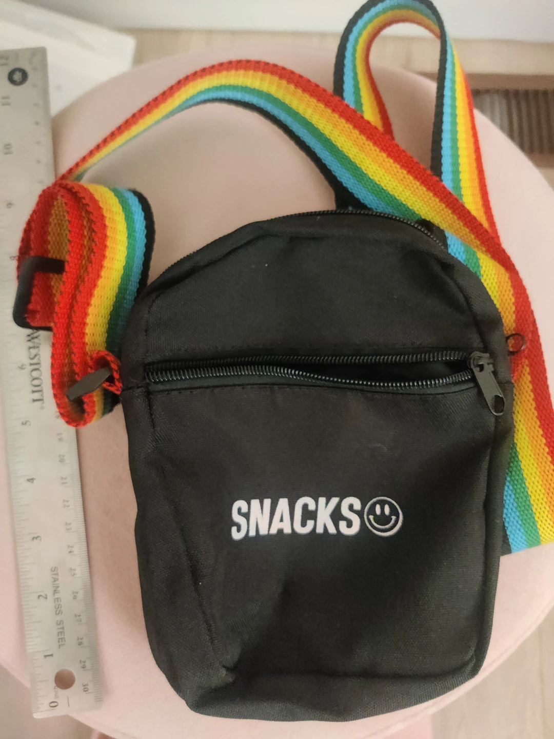 bag with rainbow strap crossbody snacks thumbnail
