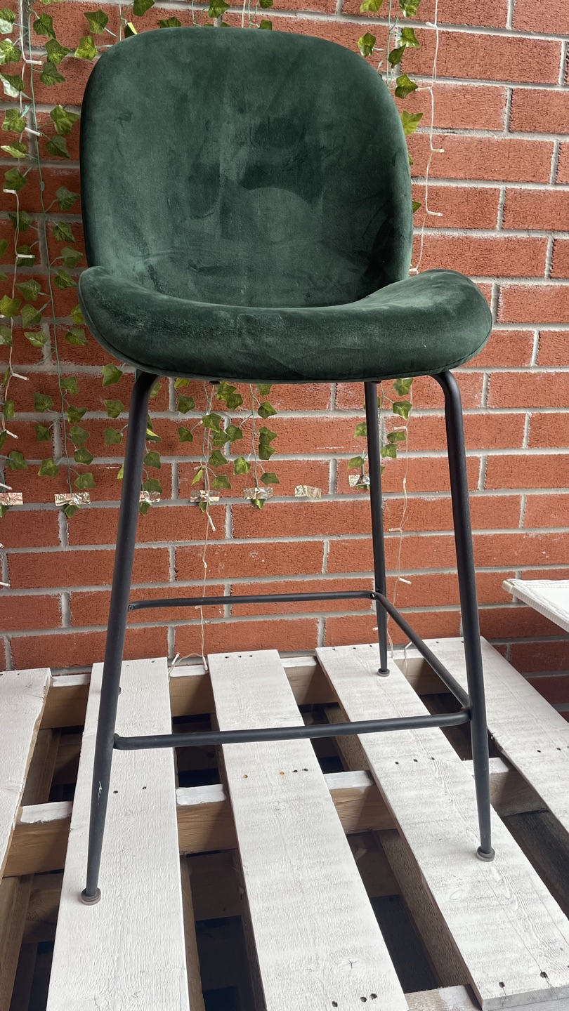 Bar stools velvet green (x2)