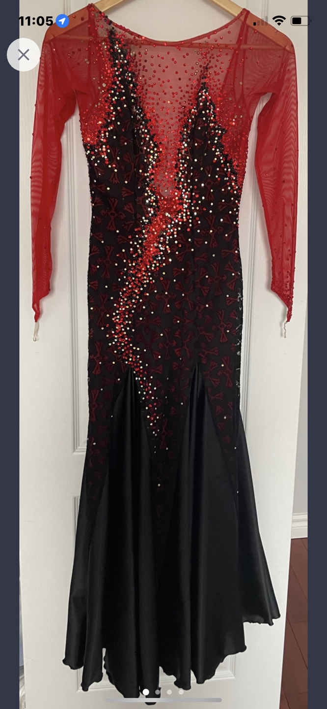 Beautiful Red & Black Standard/Ballroom Competition Dress