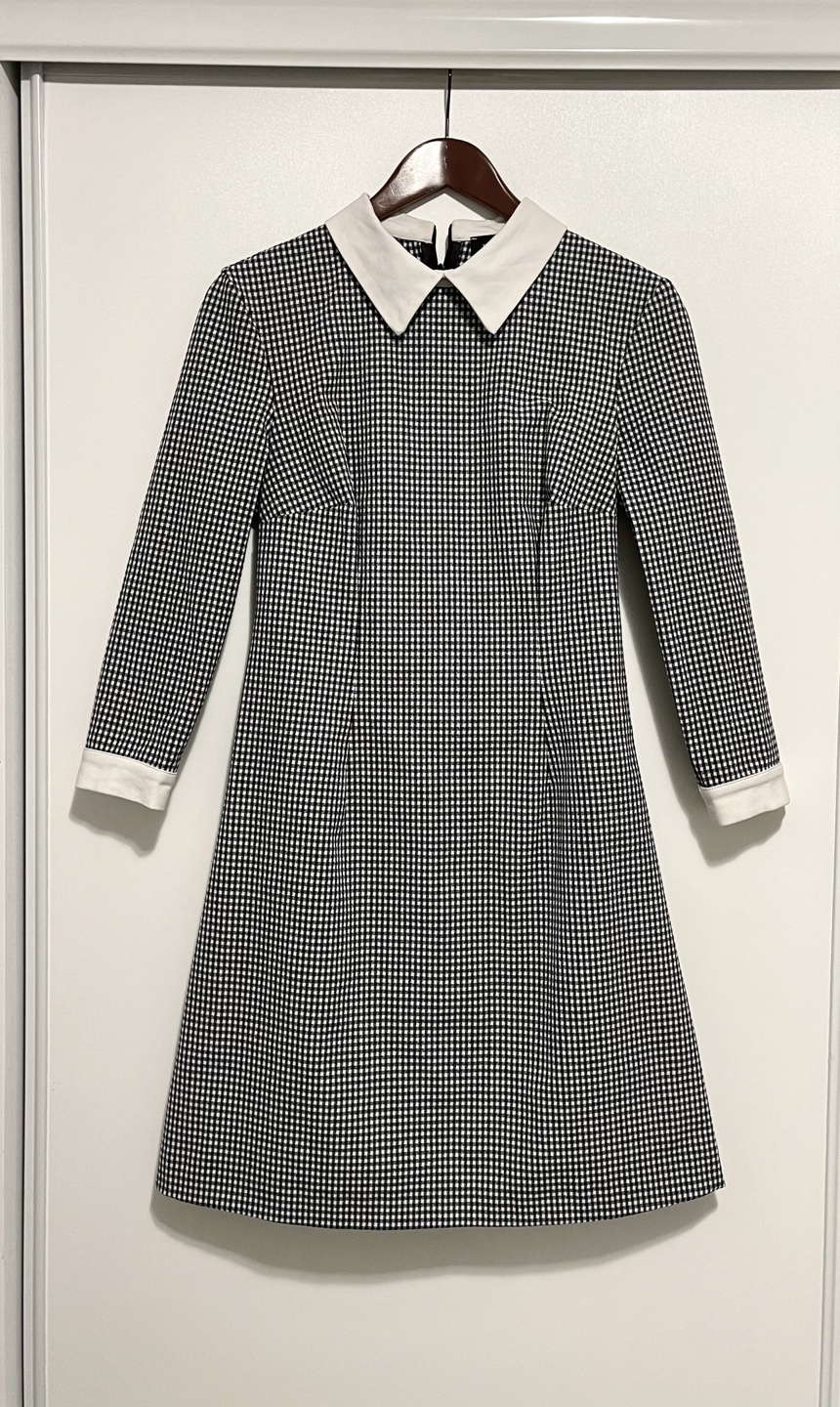 Checkered Dress White Collar Size 38/S