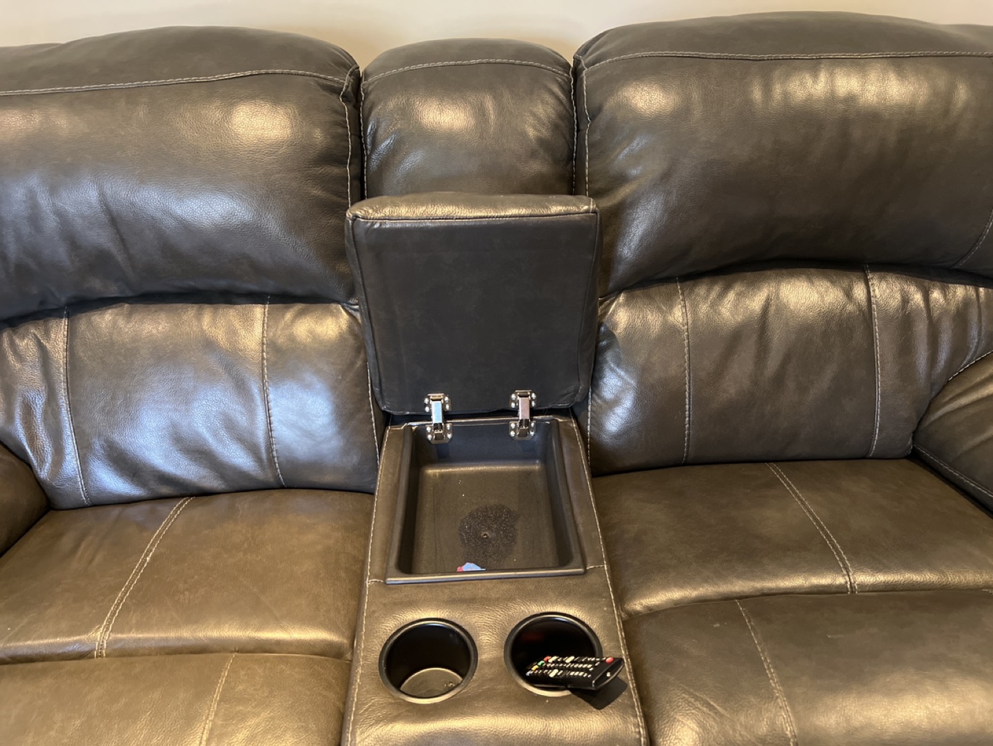 Ashley home leather couch image indicator(4)