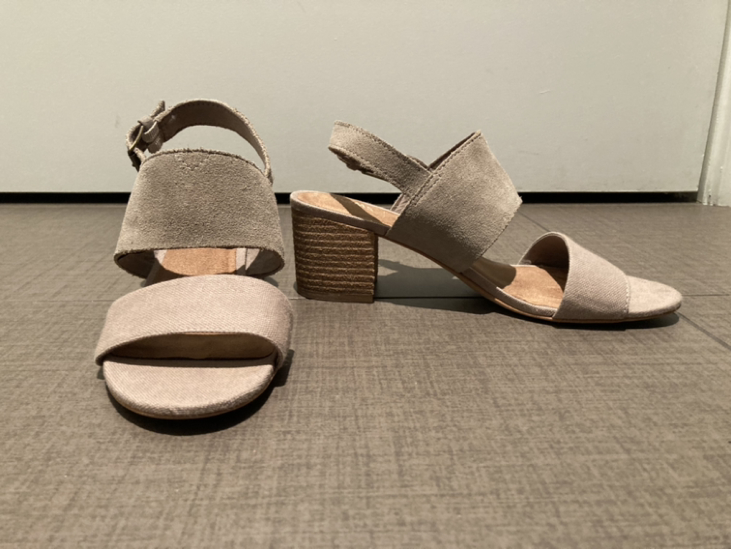 Toms nude block heel sandal