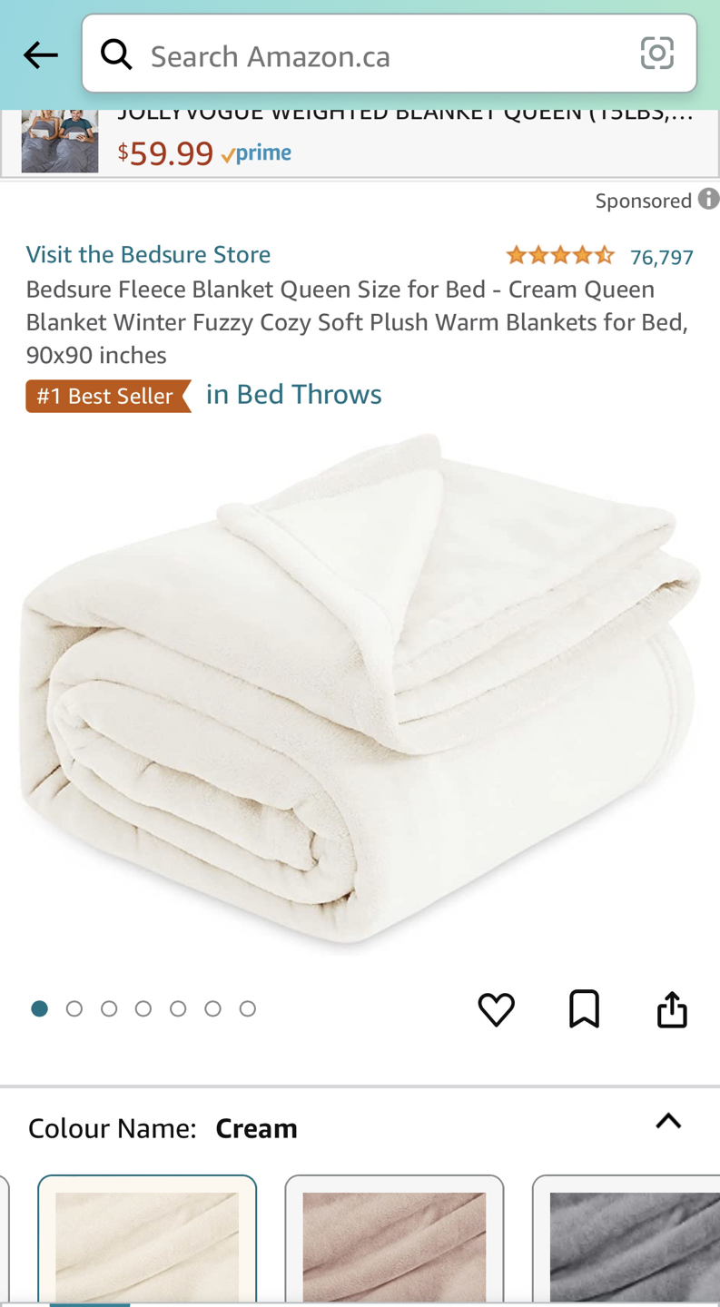 Hometrends Luxury Plush Blanket, Queen, Cream color image indicator(3)