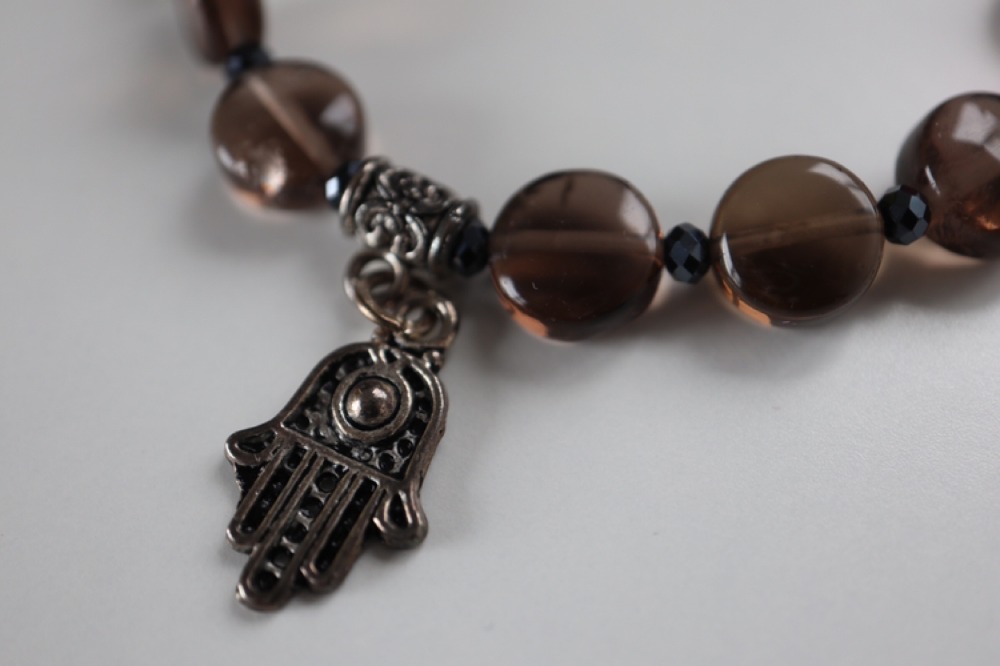 Handmade smoked quartz bracelet