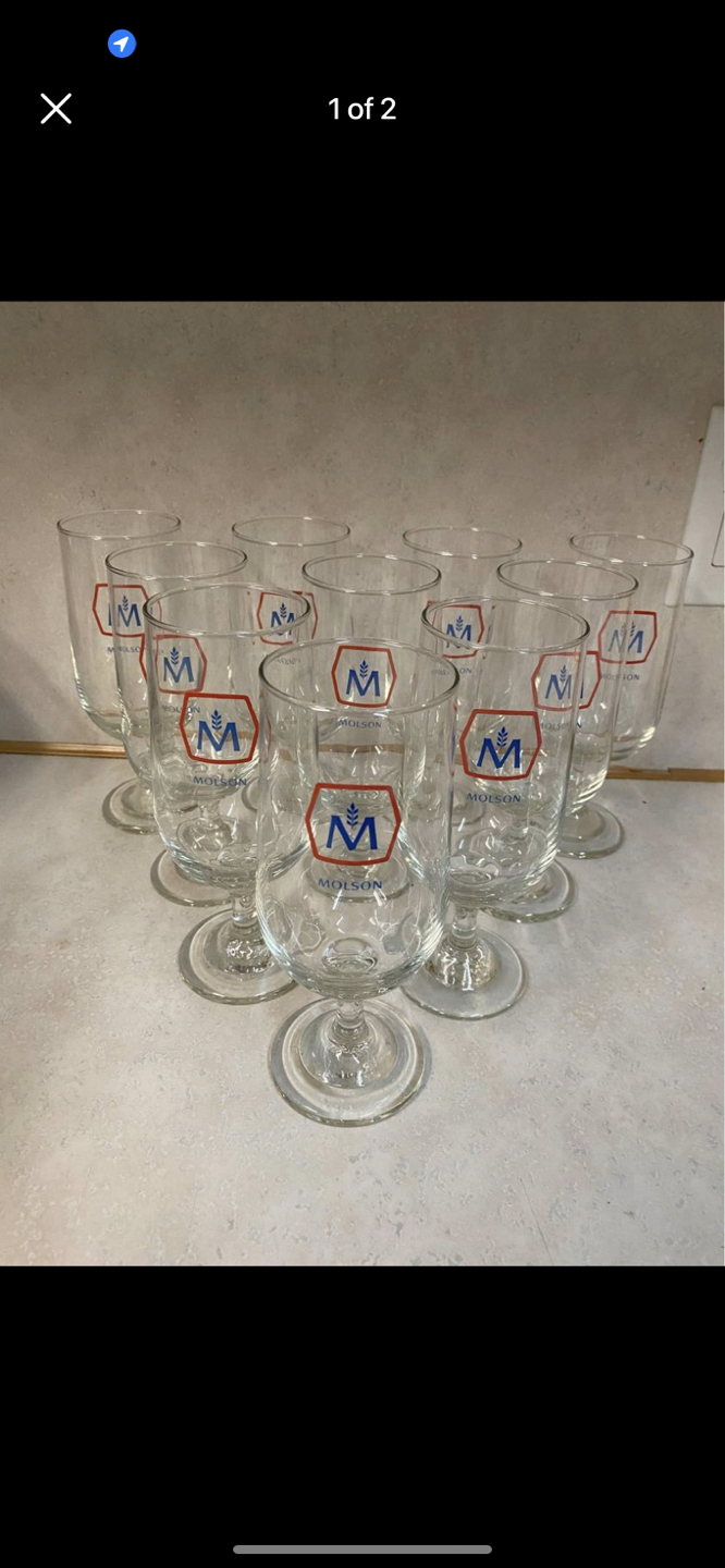 10 vintage 12oz Molson beer glasses