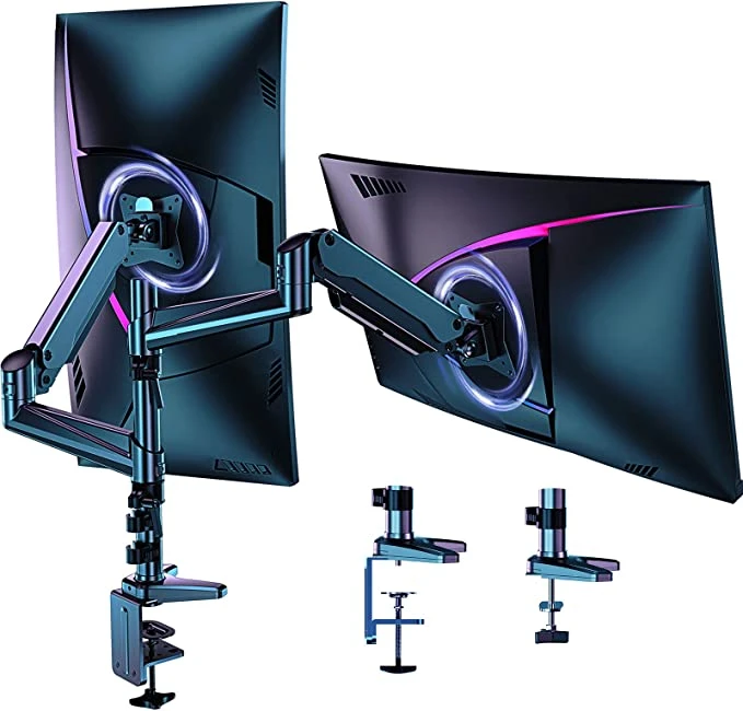 HUANUO Dual Monitor Mount Stand - Aluminum Gas Spring Arm Height
