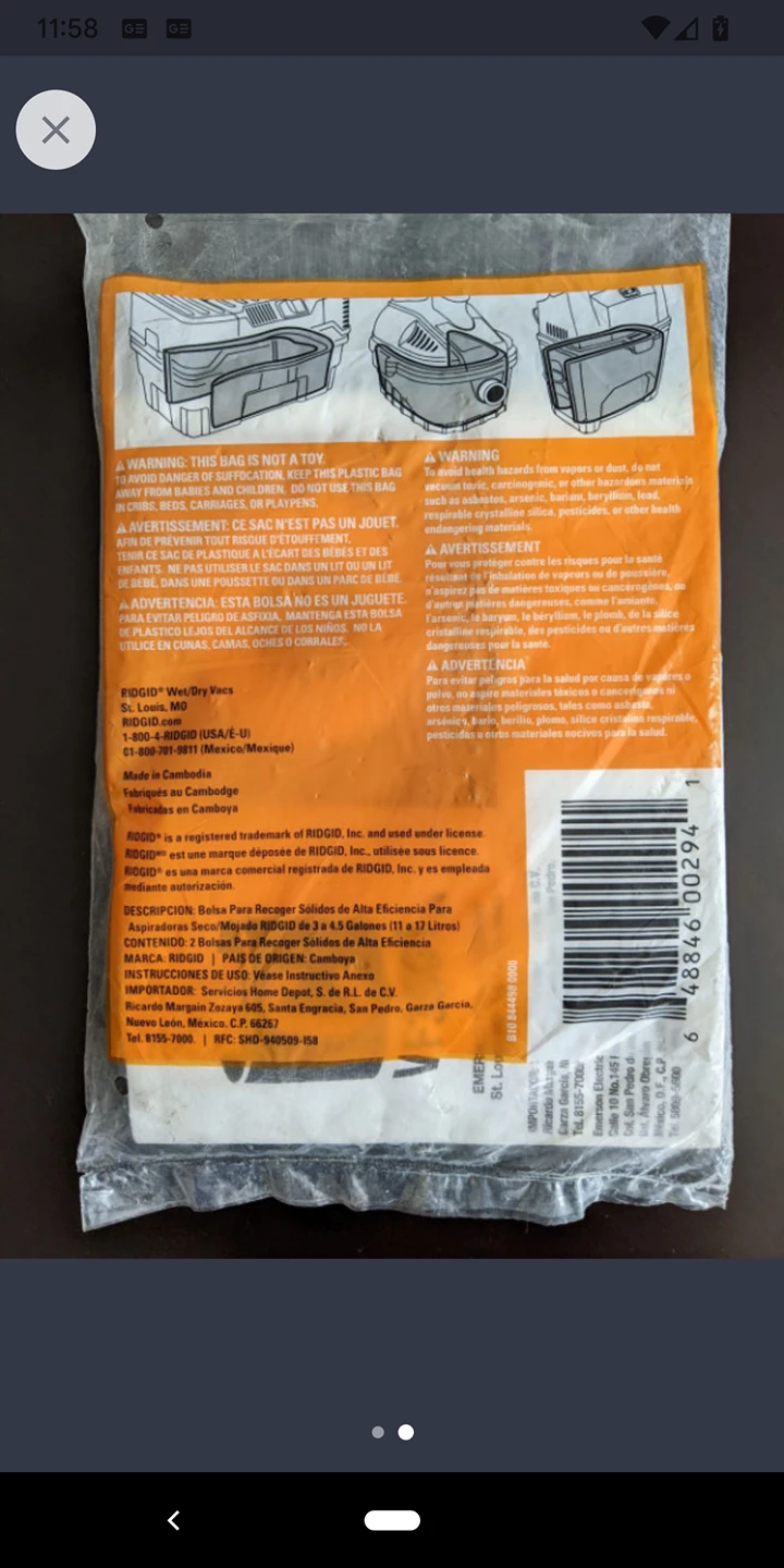 RIDGID High-Efficiency Dust Bags (2-Pack) VF3501 $20 image indicator(2)