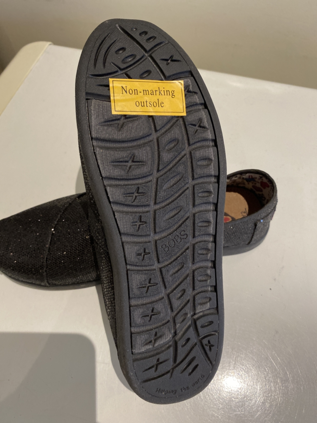 New lil Bobs black glitter slip on shoes size 2 image indicator(2)