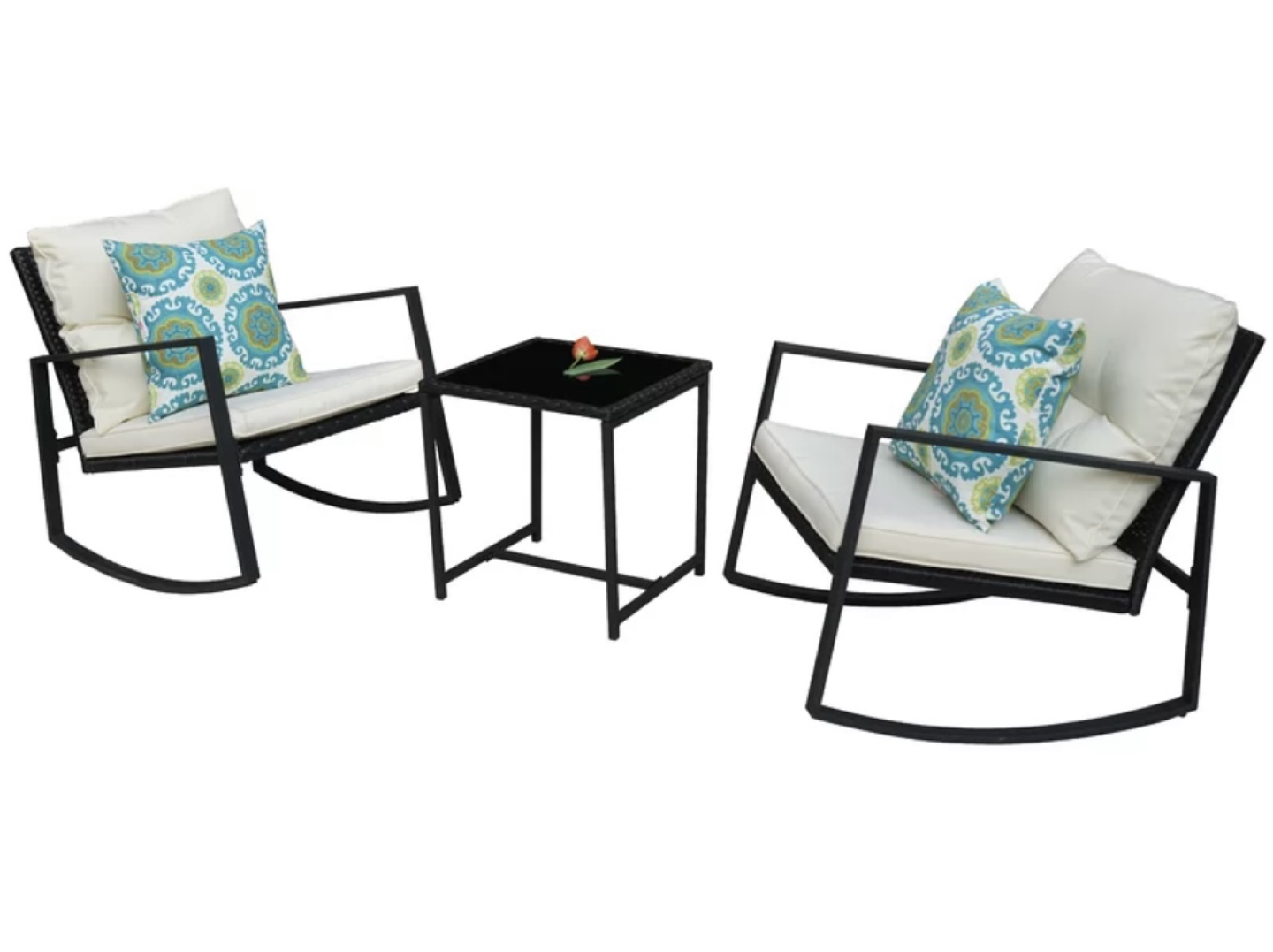 3 piece patio rocking chair set w/ cusions - photo 4