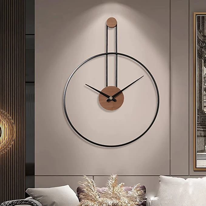 YISITEONE Medium Decorative Wall Clock for Living Room,Metal & W thumbnail
