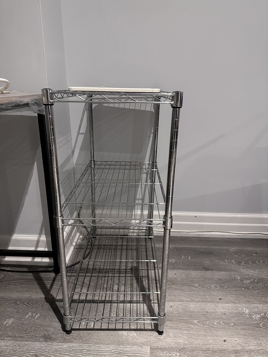 Silver metal shelf