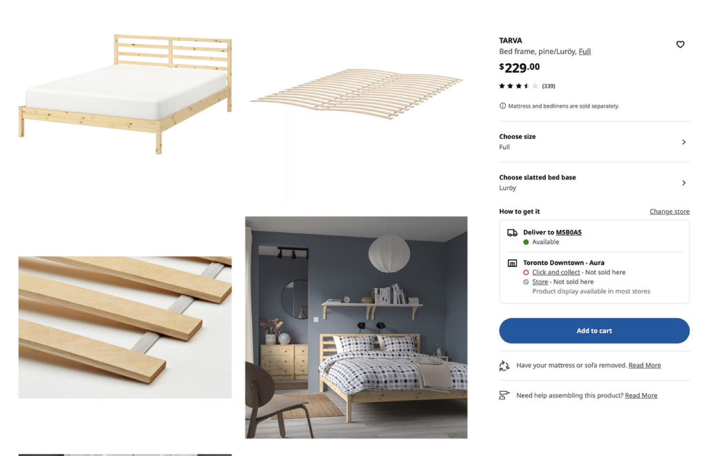 Full/Double bed frame with slats - photo 2