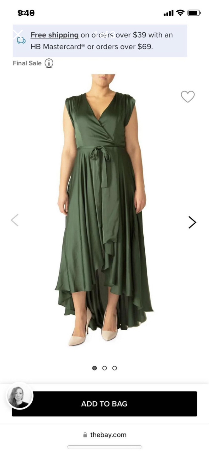High low green satin dress thumbnail