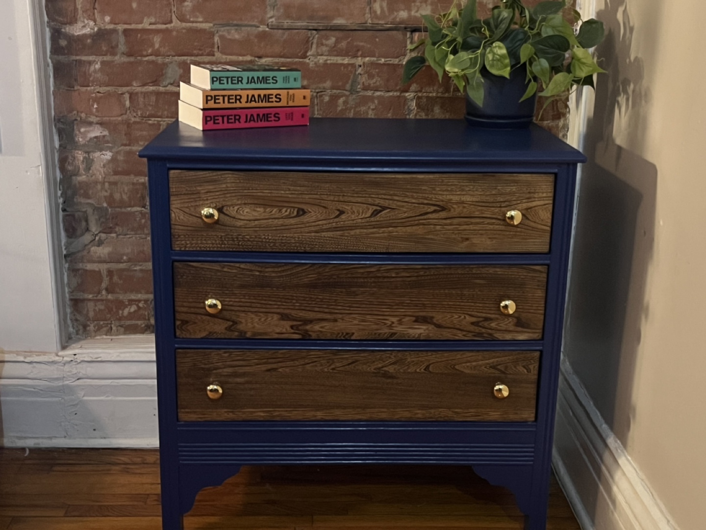 MCM Bedroom Dresser - Black And Blue - Three Drawer thumbnail