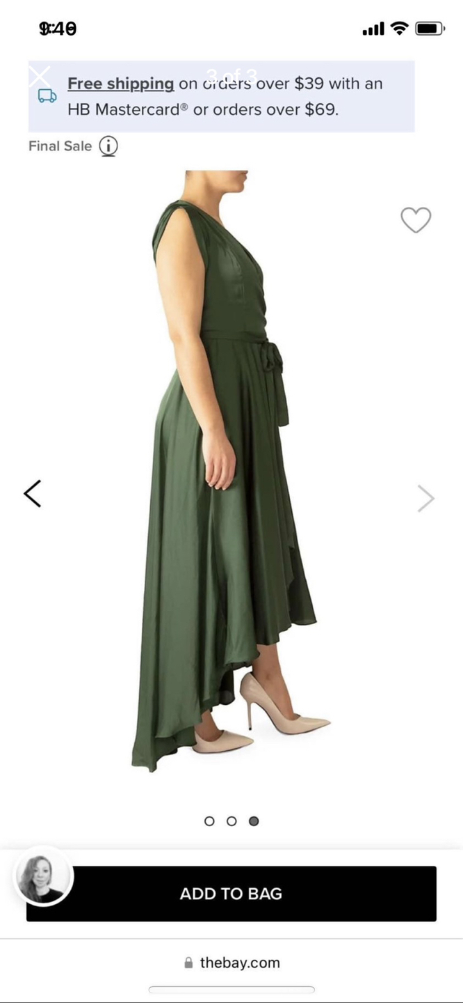 High low green satin dress image indicator(3)