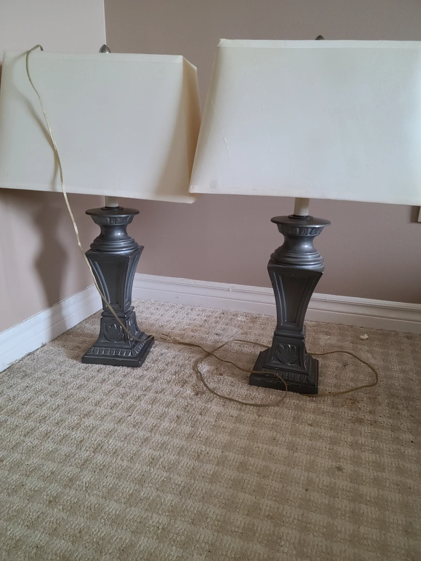Pair  of Grey Lamp With shades