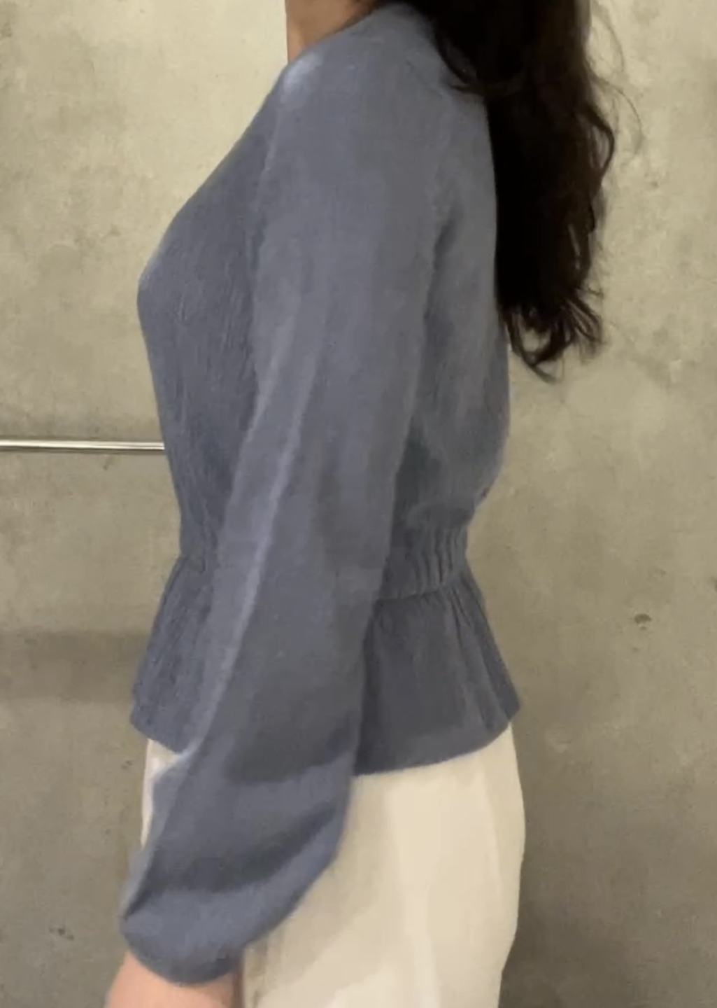 DYNAMITE Simple Blouse (Blue/Beige)