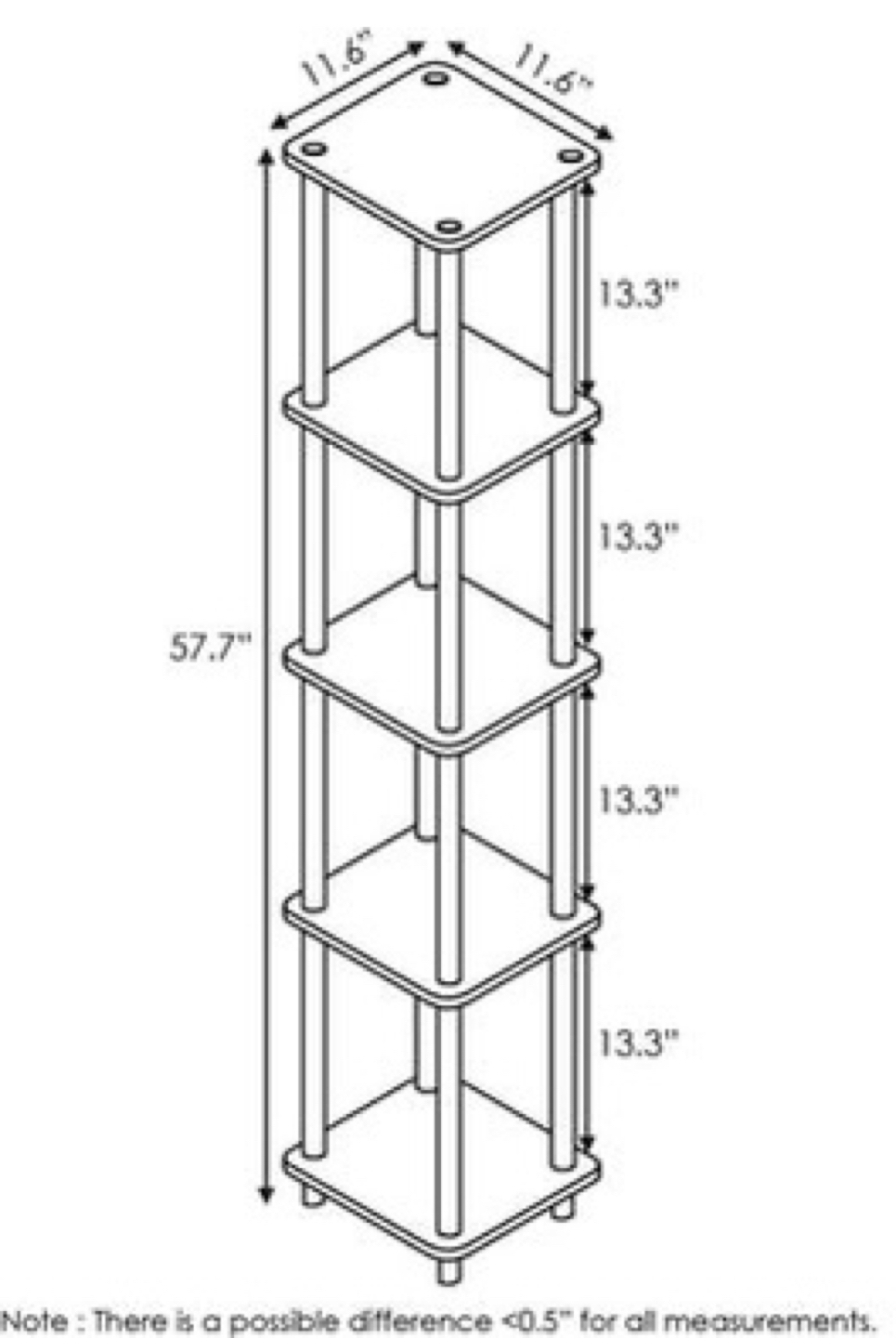 Juarez 57.6'' H x 11.6'' W Plastic Standard Bookcase - photo 3