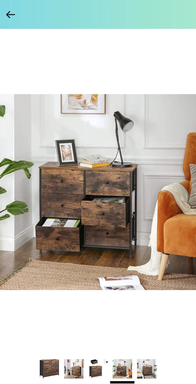 SONGMICS Dresser for Bedroom, Chest of Drawers, 6 Drawer Dresser - photo 3
