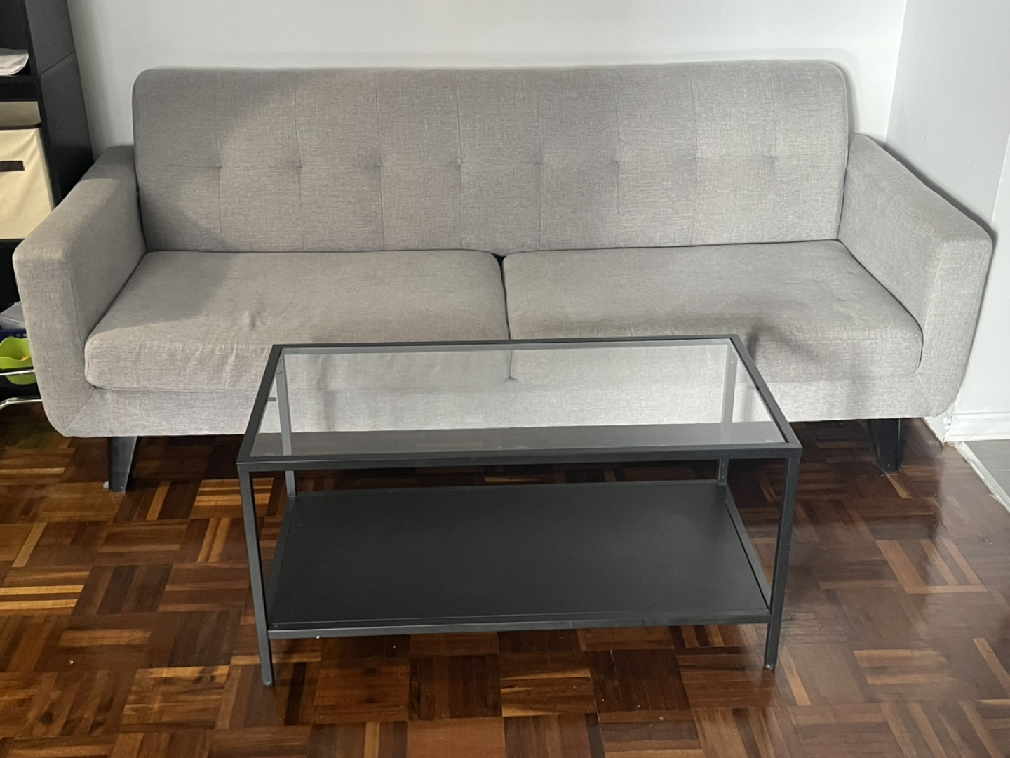 Grey couch with black coffee table - photo 2